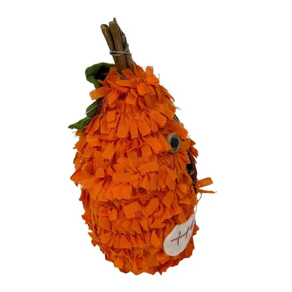 Primitive Rag Stuffed Pumpkin Fall Halloween Decor - Picture 4 of 6